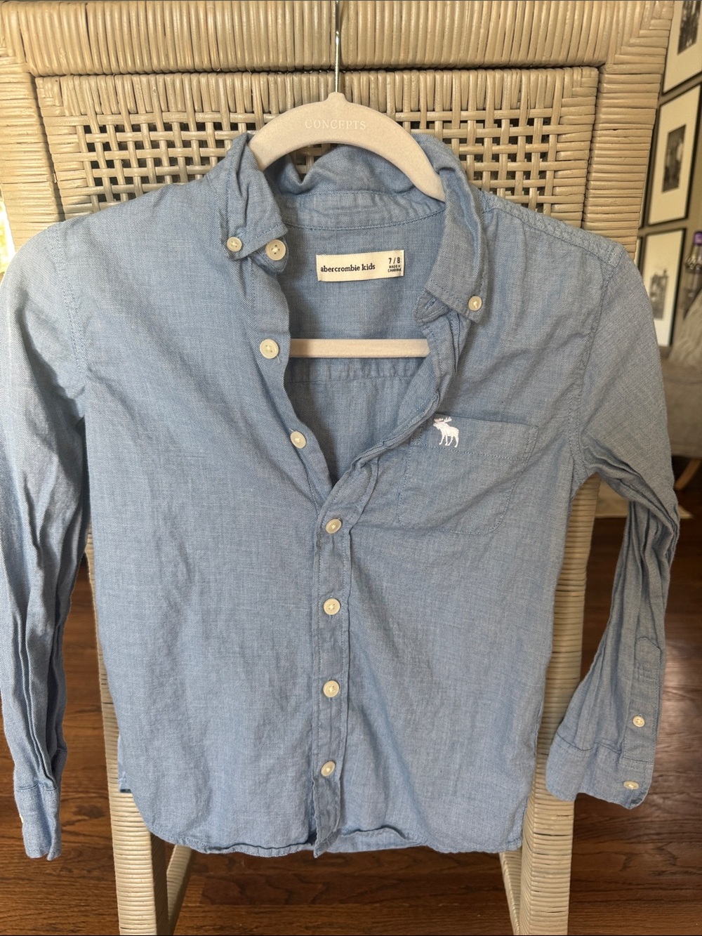 abercrombie kids light blue button-down shirt with logo